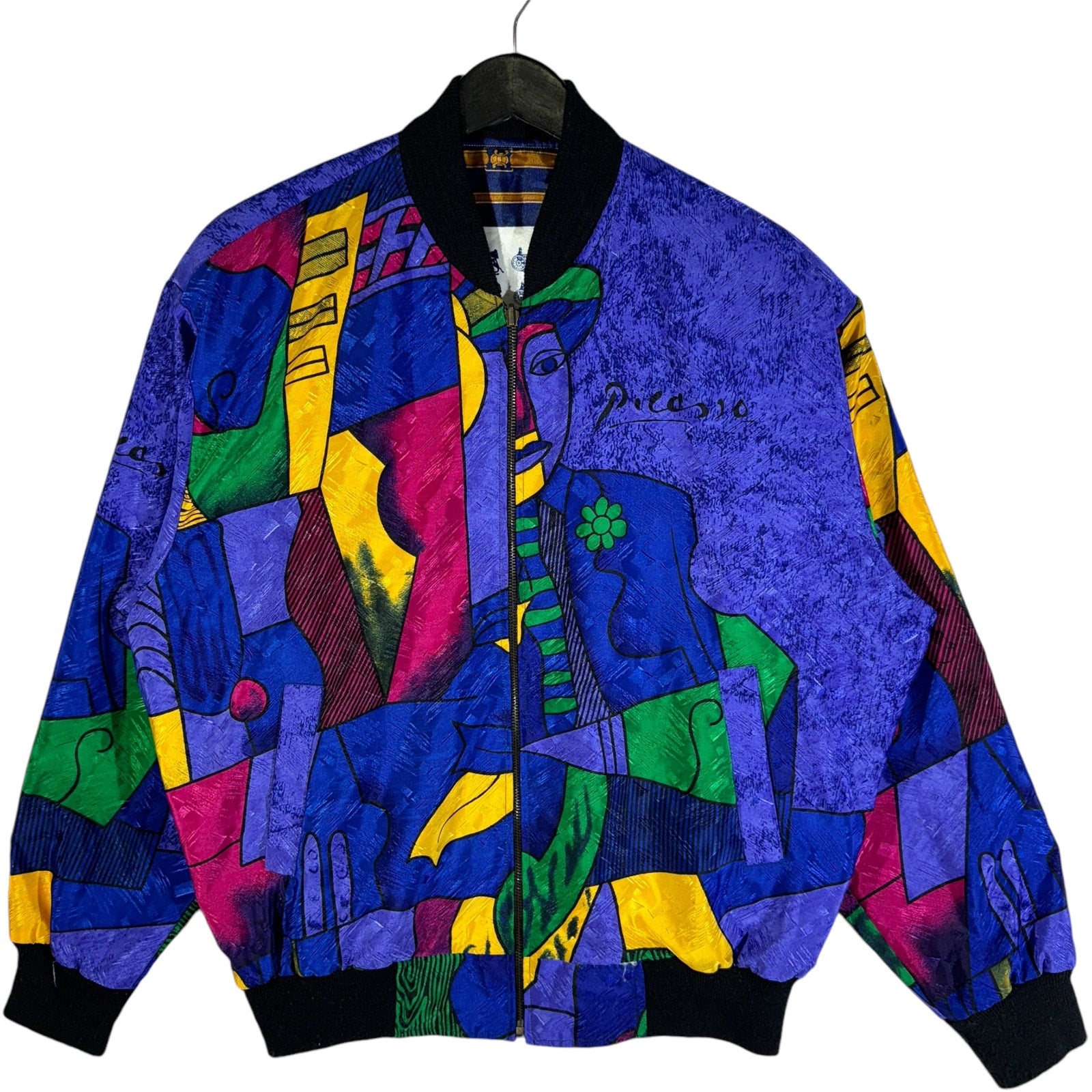 Vintage Picasso Abstract Design Reversible Bomber Jacket