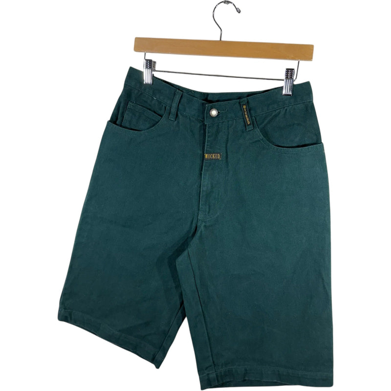 Vintage Wicked Green Baggy Denim Shorts 30