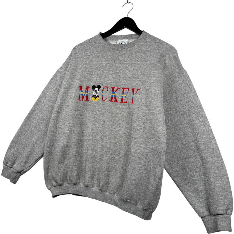 Vintage Mickey Mouse Embroidered Spellout Crewneck