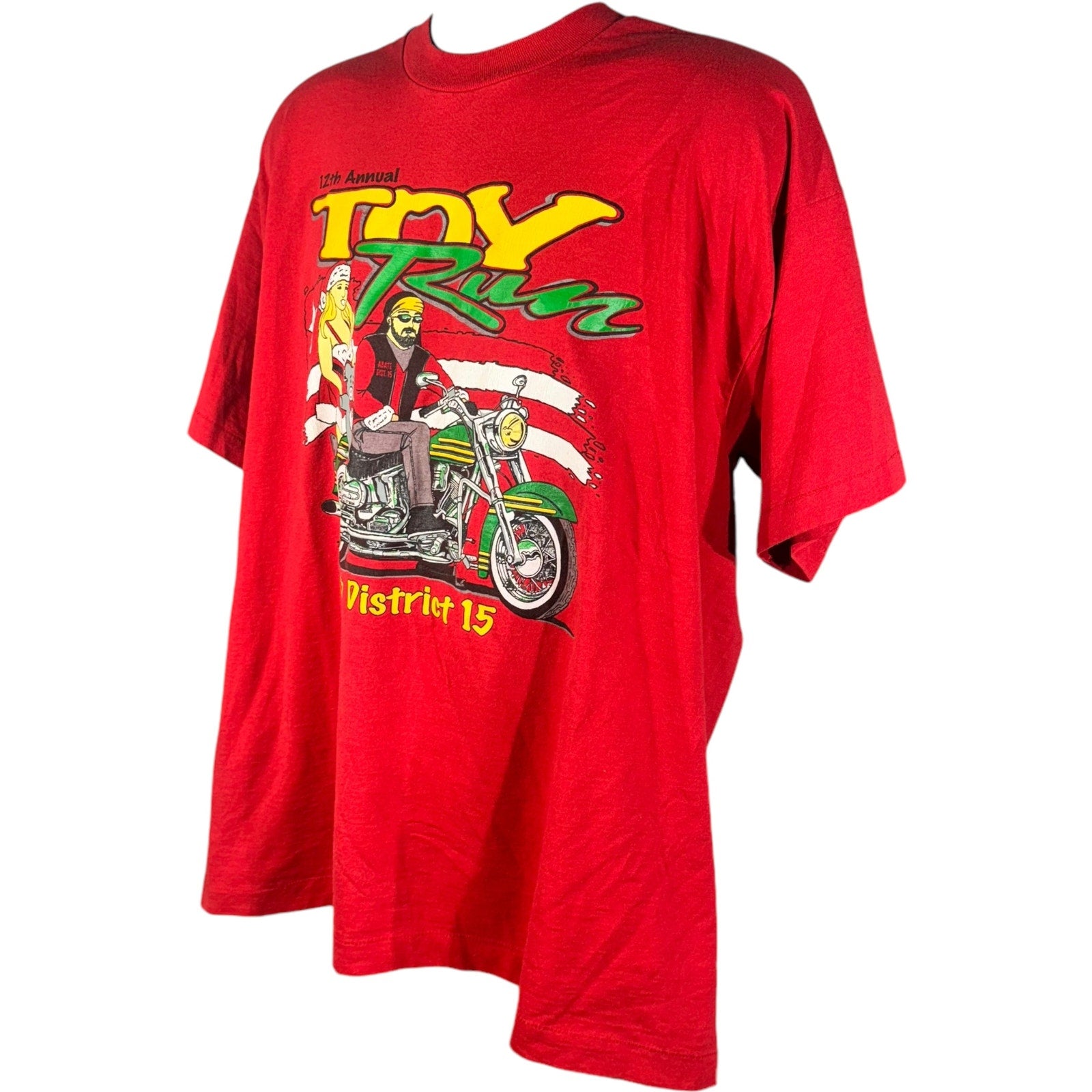 Vintage 12th Annual Toy Run Abate District 15 Biker Tee 90s