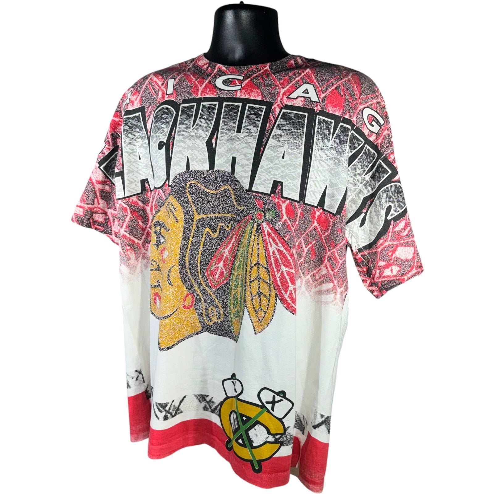 Vintage Chicago Blackhawks Big Face AOP Tee