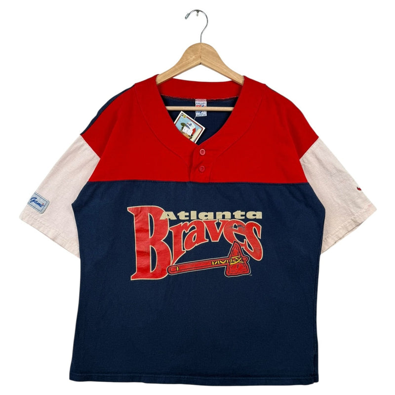 Vintage Atlanta Braves Colorblock MLB Henley T-Shirt