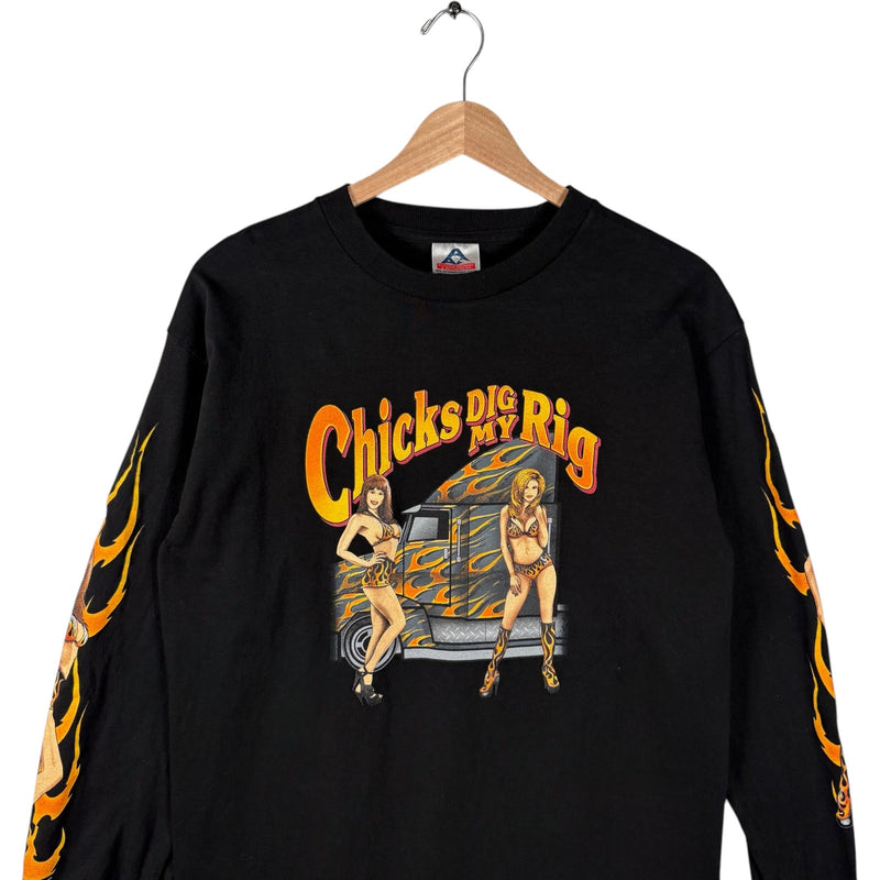 Vintage "Chicks Dig My Rig" Trucker Long Sleeve