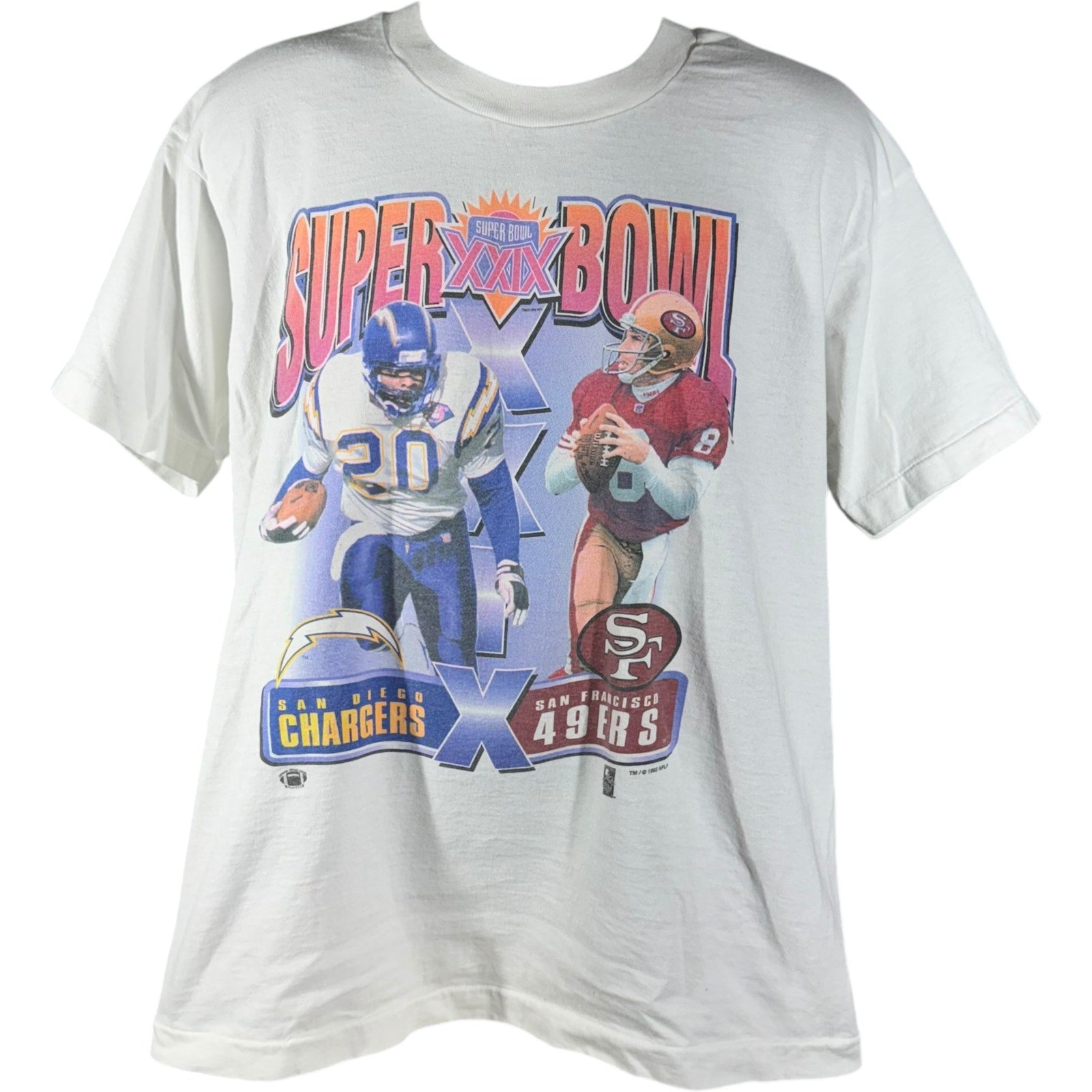 Vintage Super Bowl 29 SD Chargers VS SF 49ers NFL Tee 90s