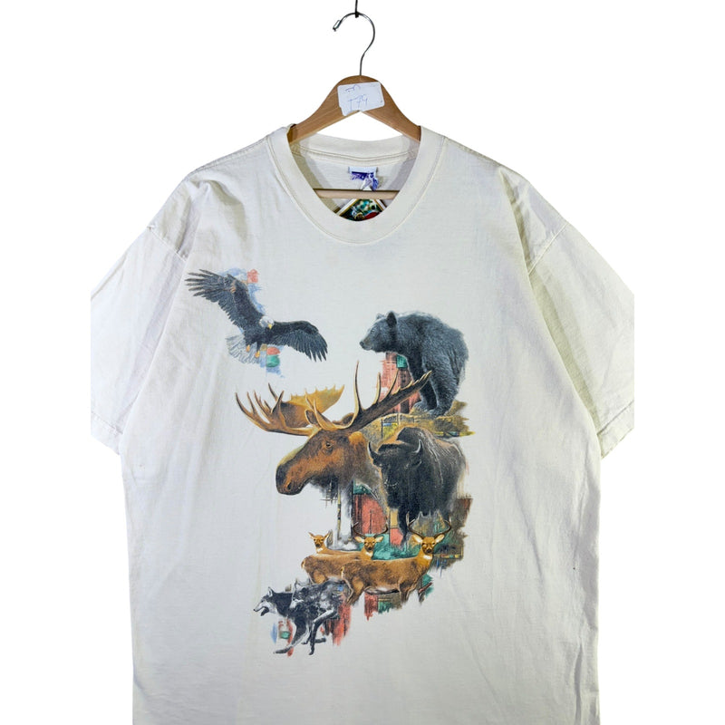 Vintage Wildlife Animals Moose Bear Eagle Graphic T-Shirt