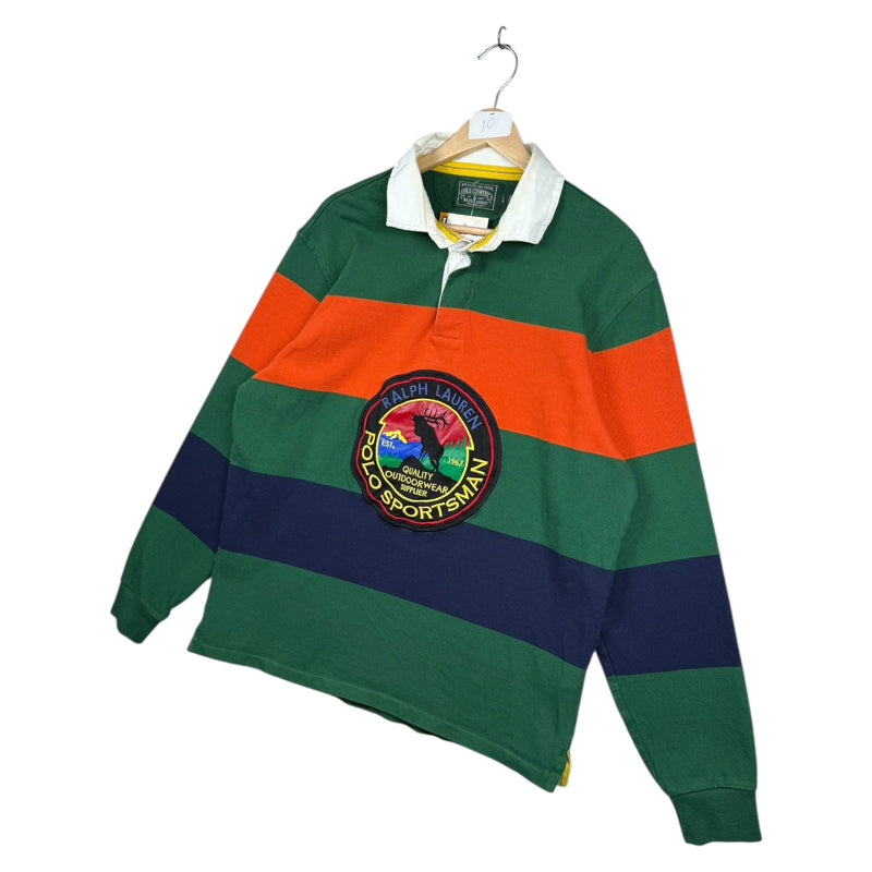 Vintage Polo Ralph Lauren Sportsman Striped Long Sleeve Rugby Shirt