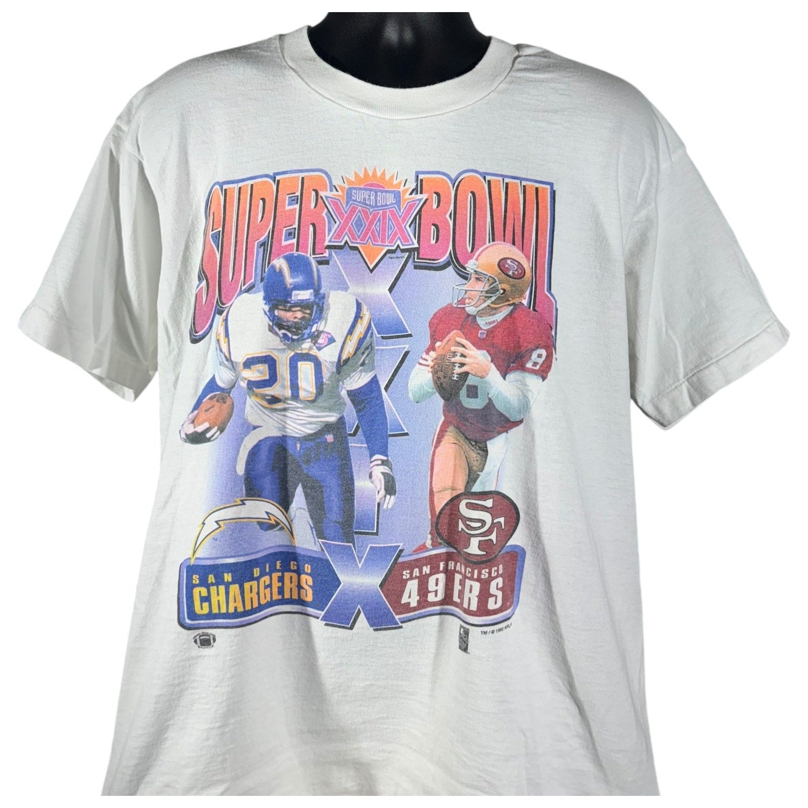 Vintage Super Bowl 29 SD Chargers VS SF 49ers NFL Tee 90s