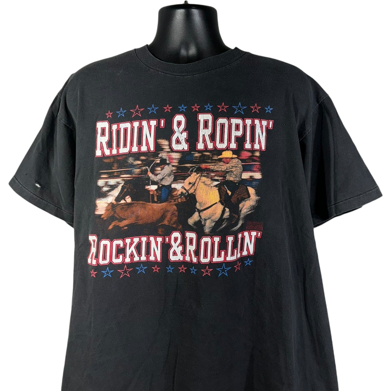 Vintage "Ridin' & Ropin', Rockin' & Rollin" Rodeo Tee 90s