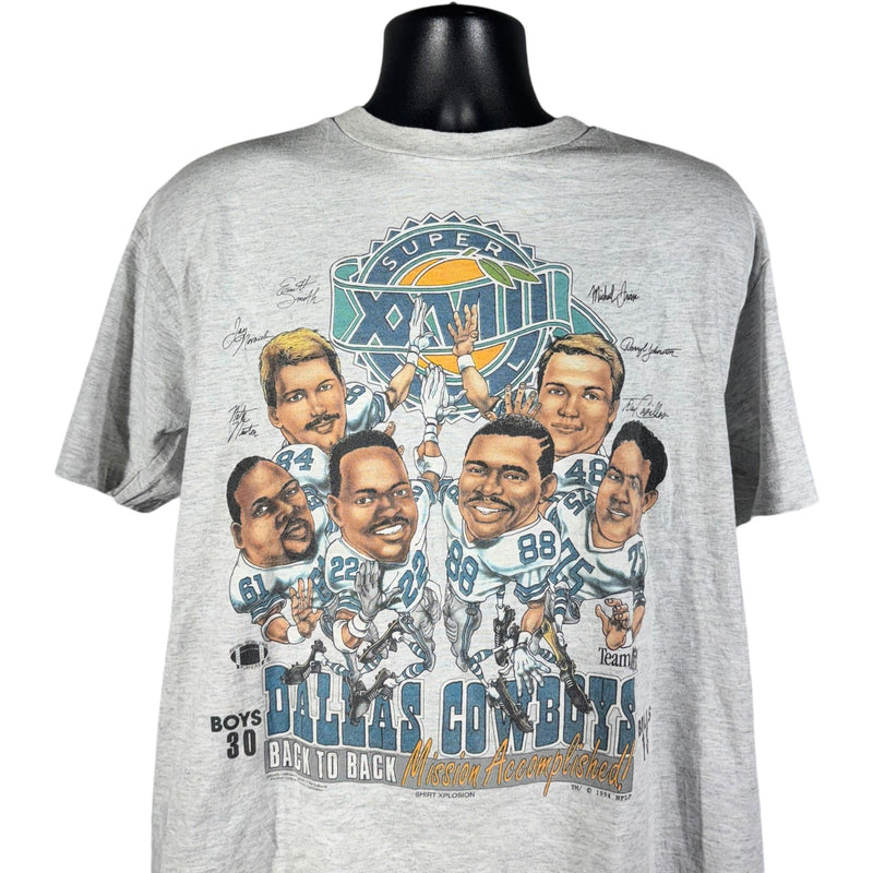 Vintage Dallas Cowboys Super Bowl 28 Caricature NFL Tee 90s