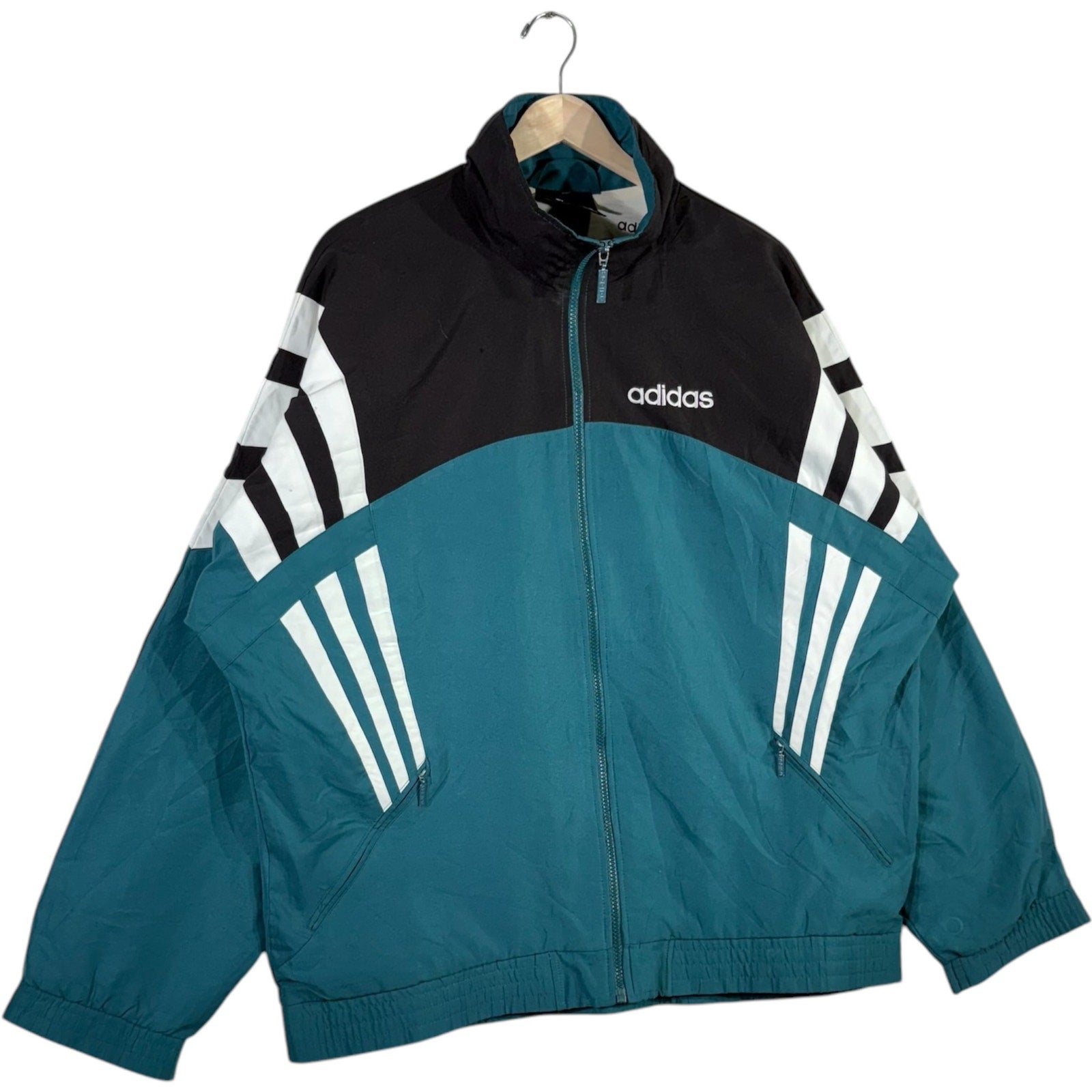 Vintage Adidas Mini Spellout Full Zip Windbreaker