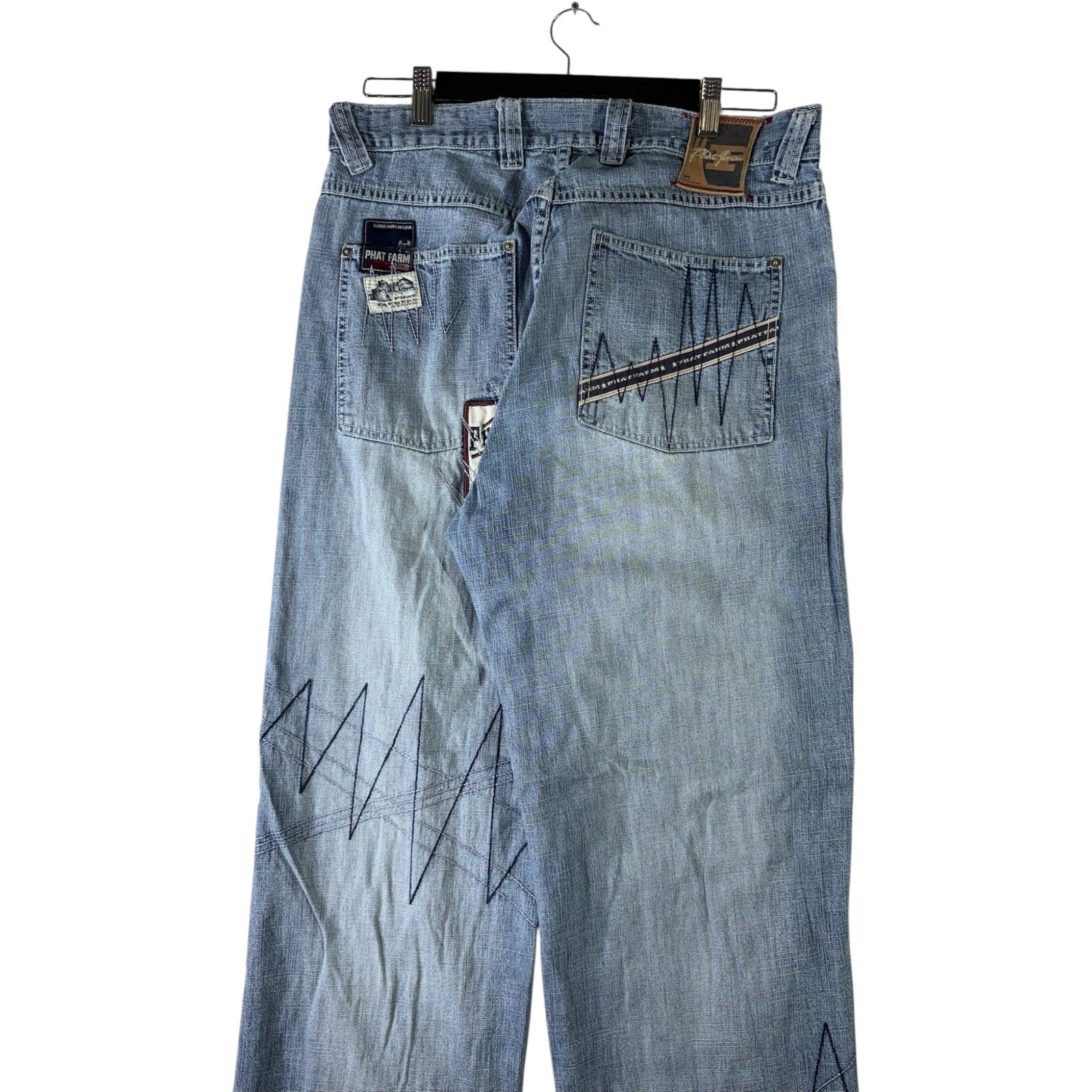 Vintage Phat Farm Embroidered Wide Leg Denim Jeans 32x33