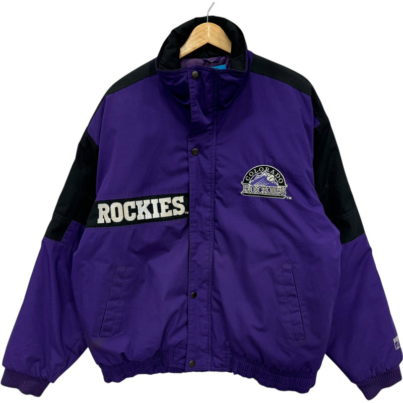 Vintage Logo 7 Colorado Rockies Spellout MLB Bomber Jacket