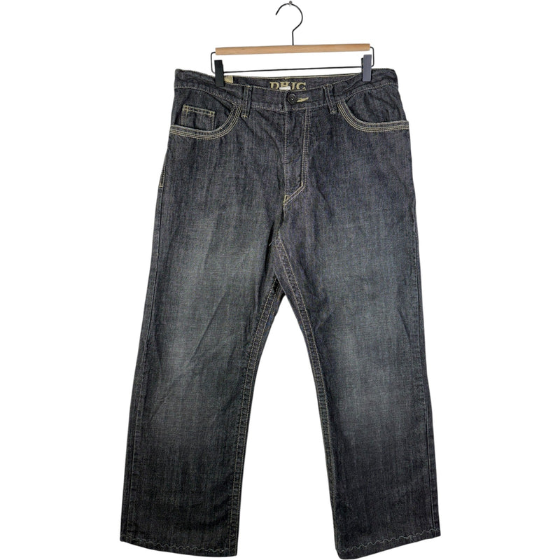Vintage DHJC Tribal Embroidered Straight Leg Denim Jeans 36x27