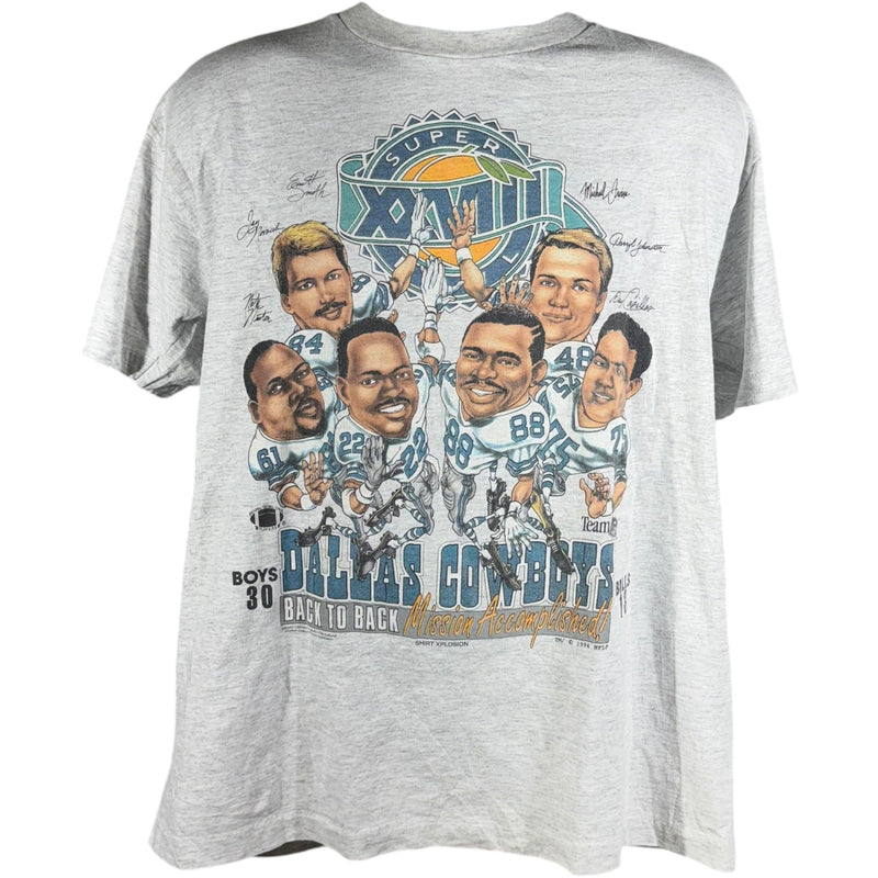 Vintage Dallas Cowboys Super Bowl 28 Caricature NFL Tee 90s