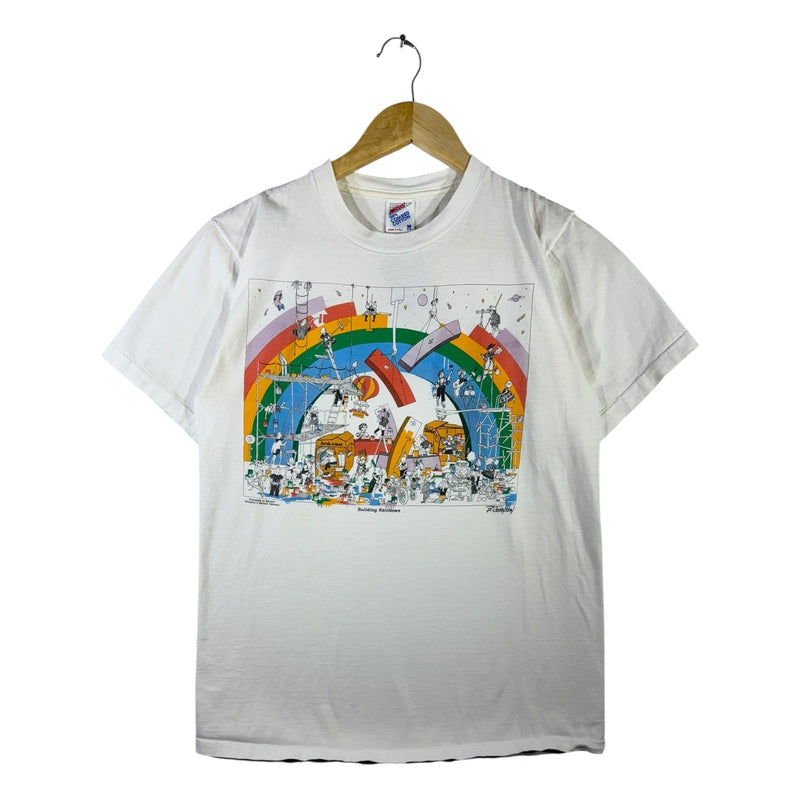 Vintage Building Rainbows Cartoon Graphic T-Shirt