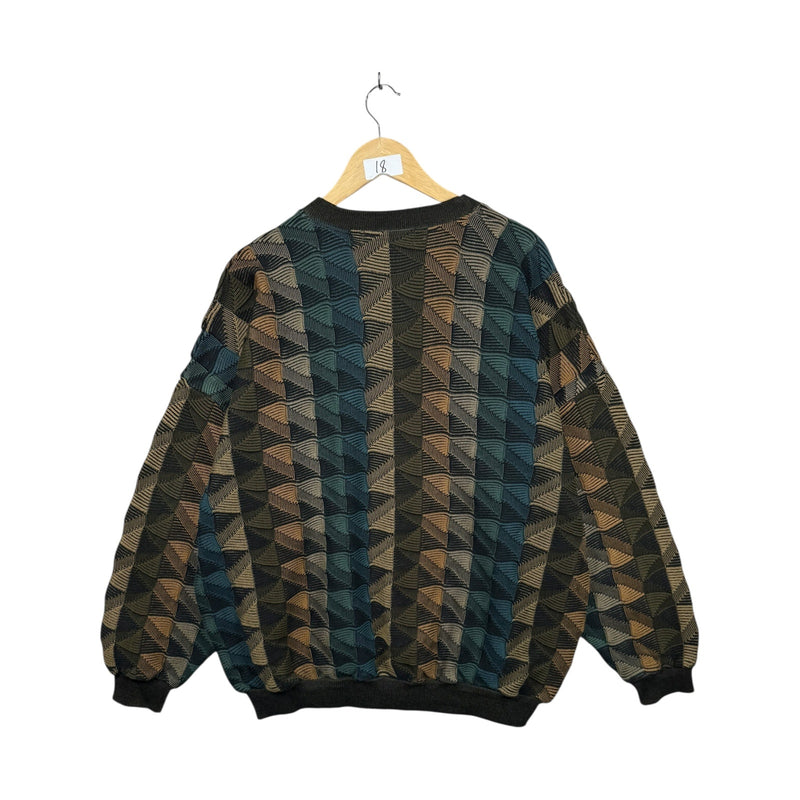 Vintage Tundra AOP Triangle Pattern Pullover Knit Sweater