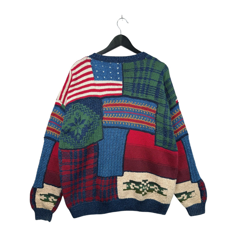 Vintage Crochet Knit Patchwork Relaxed Sweater