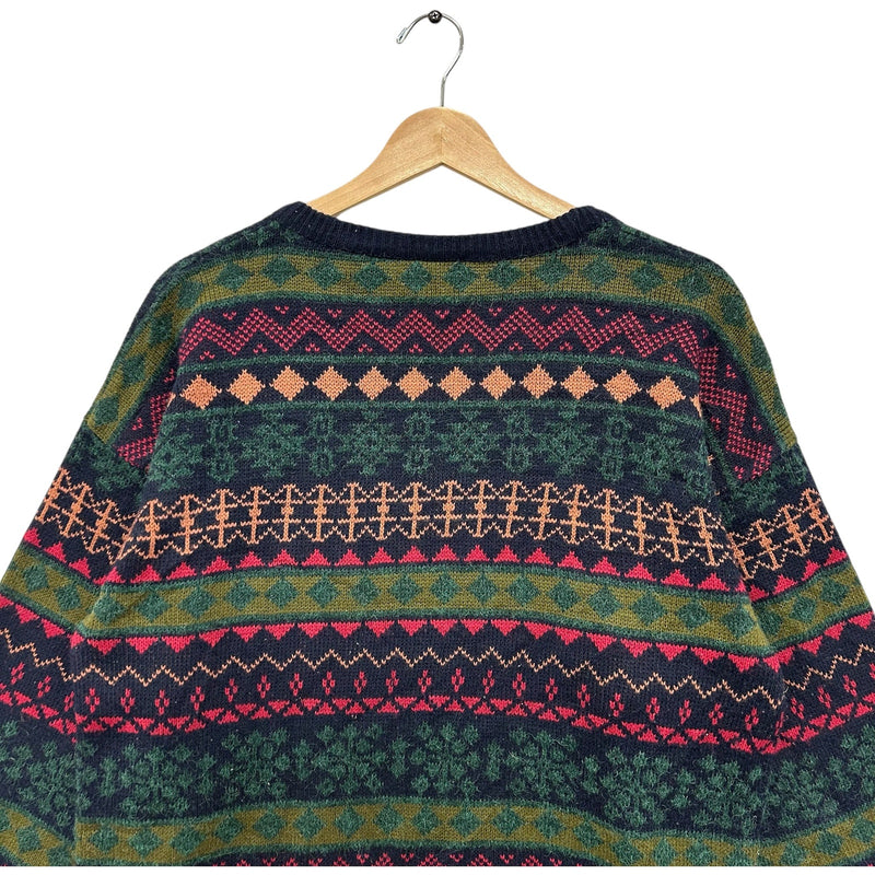 Vintage Knit Patterned Pullover Sweater