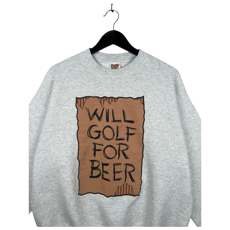 Vintage Will Golf For Beer Graphic Print Crewneck