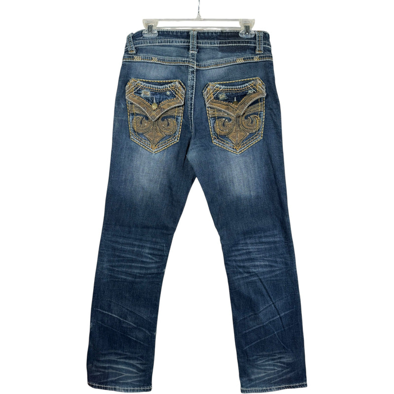 Vintage Affliction Embroidered Pockets Denim 34