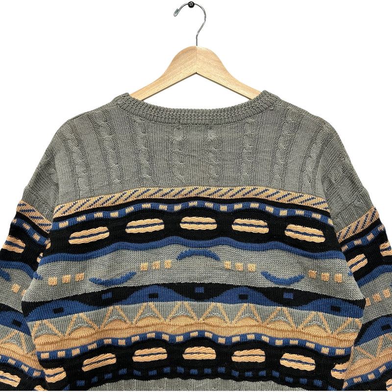 Vintage 3D Textured Patterned Pullover Sweater