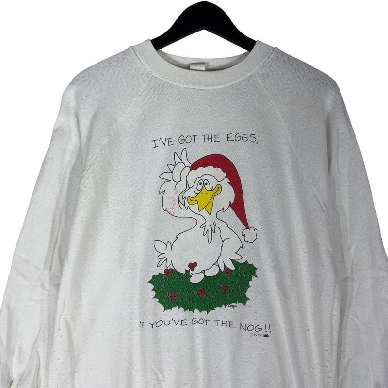 Vintage Christmas Egg Laying Goose Humor Crewneck 80s