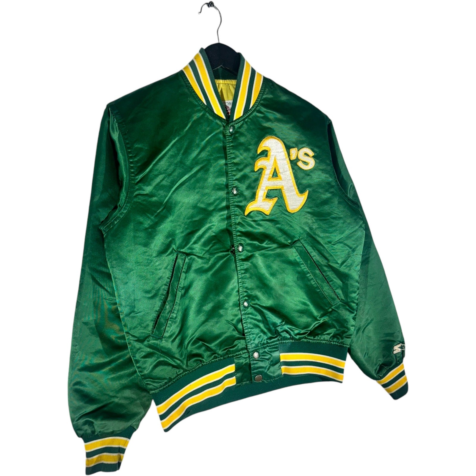 Vintage Starter Oakland A's Satin Bomber Jacket