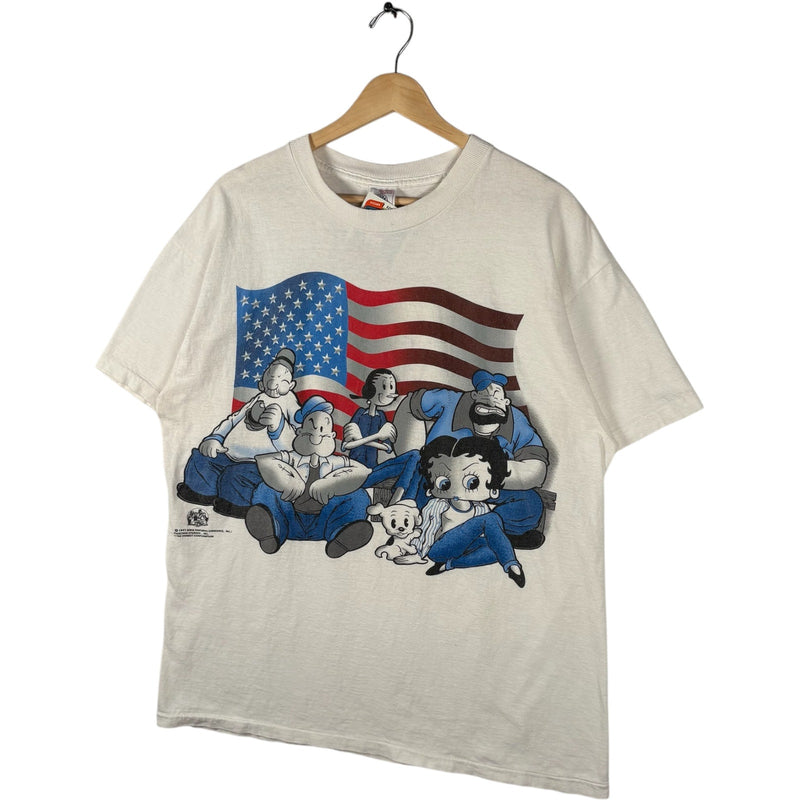 Vintage Popeye Characters American Flag Tee 1997