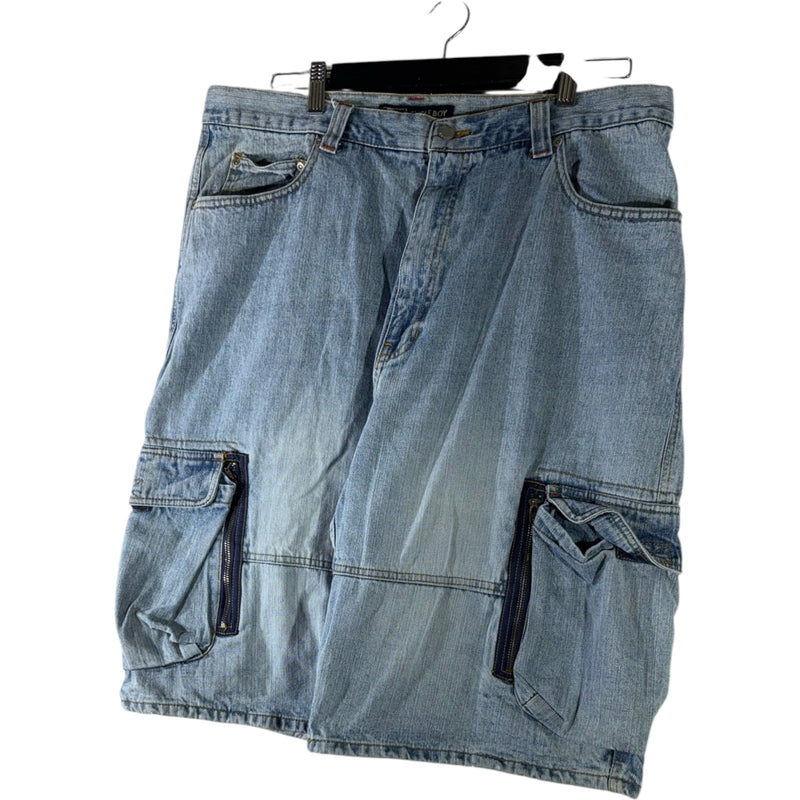 Vintage Bugle Boy Wide Leg Denim Cargo Shorts 38