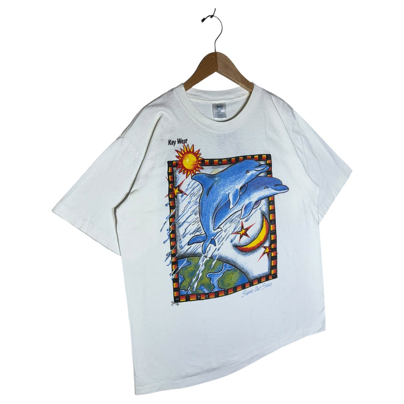 Vintage Key West Save Our Seas Dolphin Graphic T-Shirt