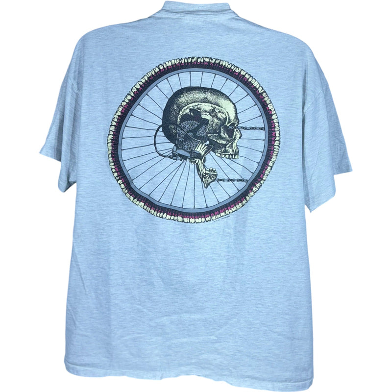 Vintage Tread Threads Bicycle Skull Art Tee 90's