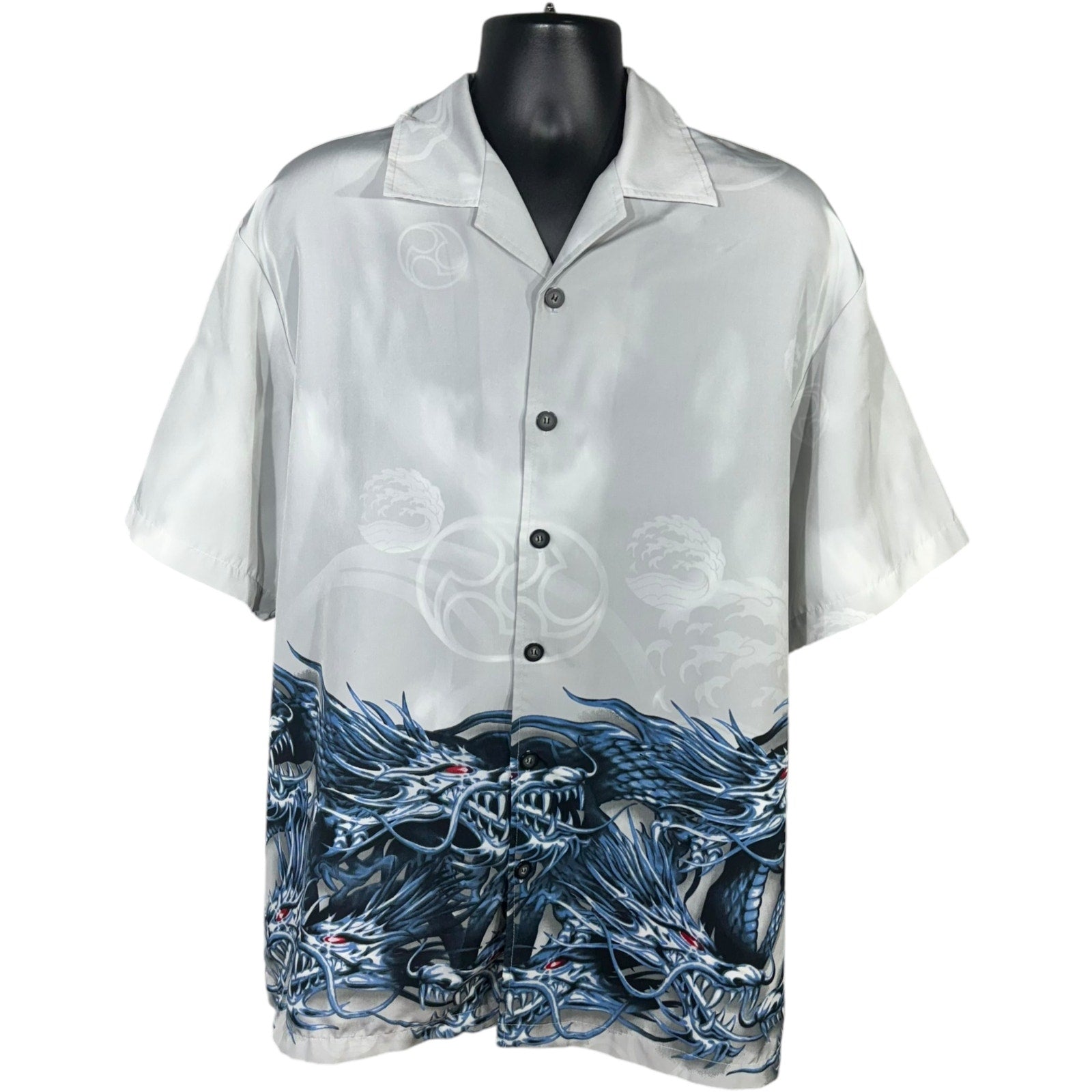 Vintage Tribal Dragon AOP Short Sleeve Button Up