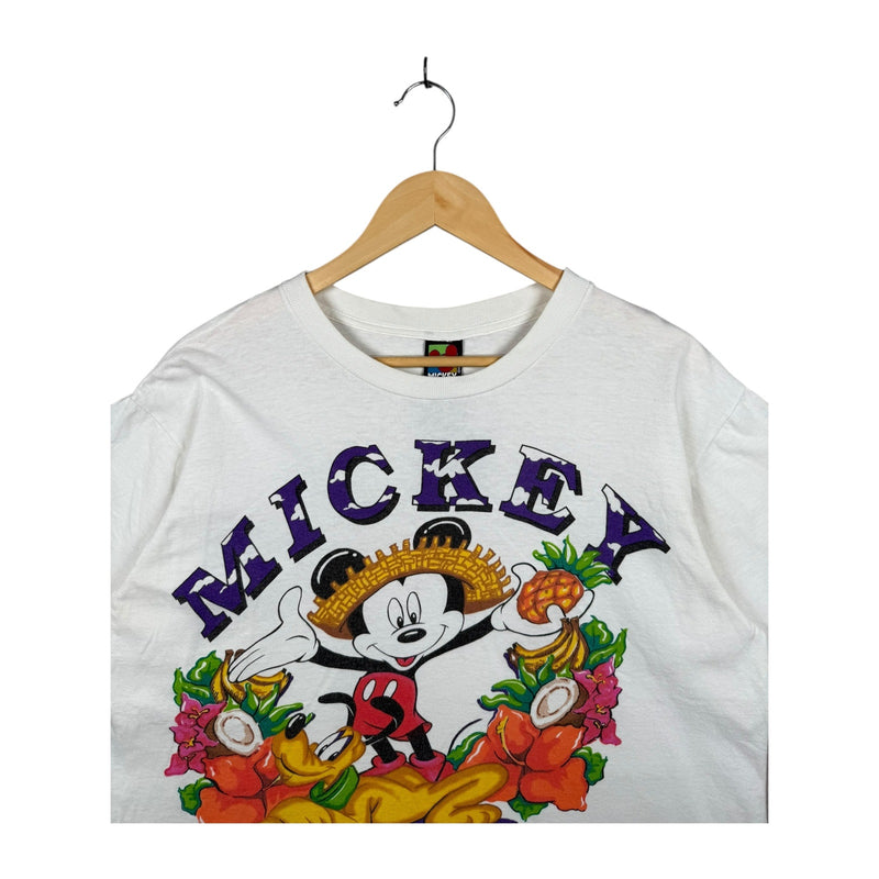 Vintage Mickey Mouse Tropical Fruit Women's Cropped T-Shirt