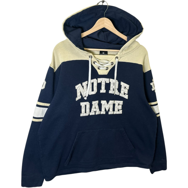 Vintage University Of Notre Dame Spellout Lace Up Hoodie