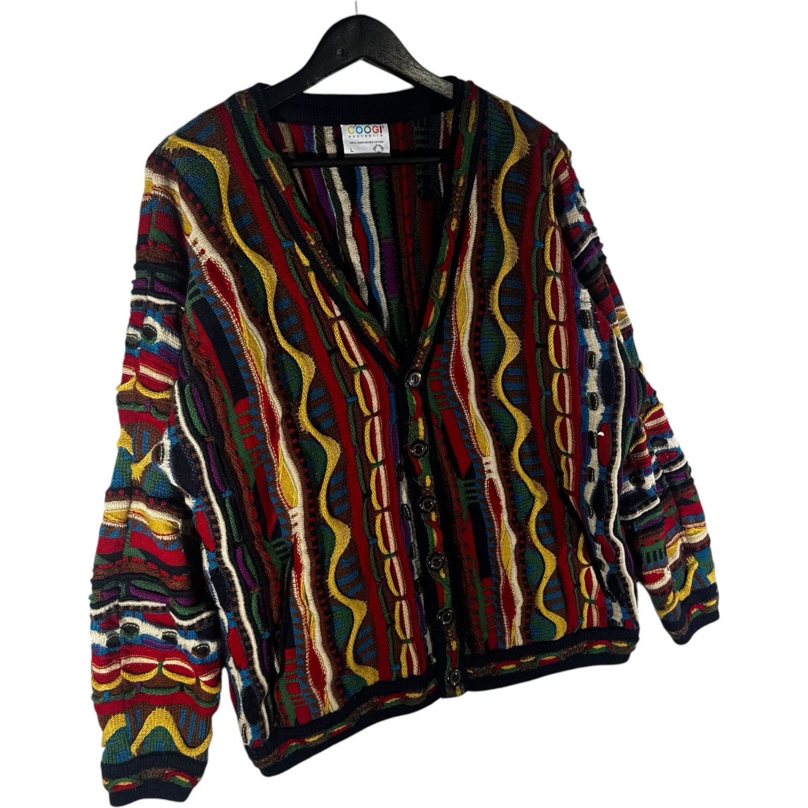 Vintage Coogi 3D Knit Patterned Cardigan Sweater