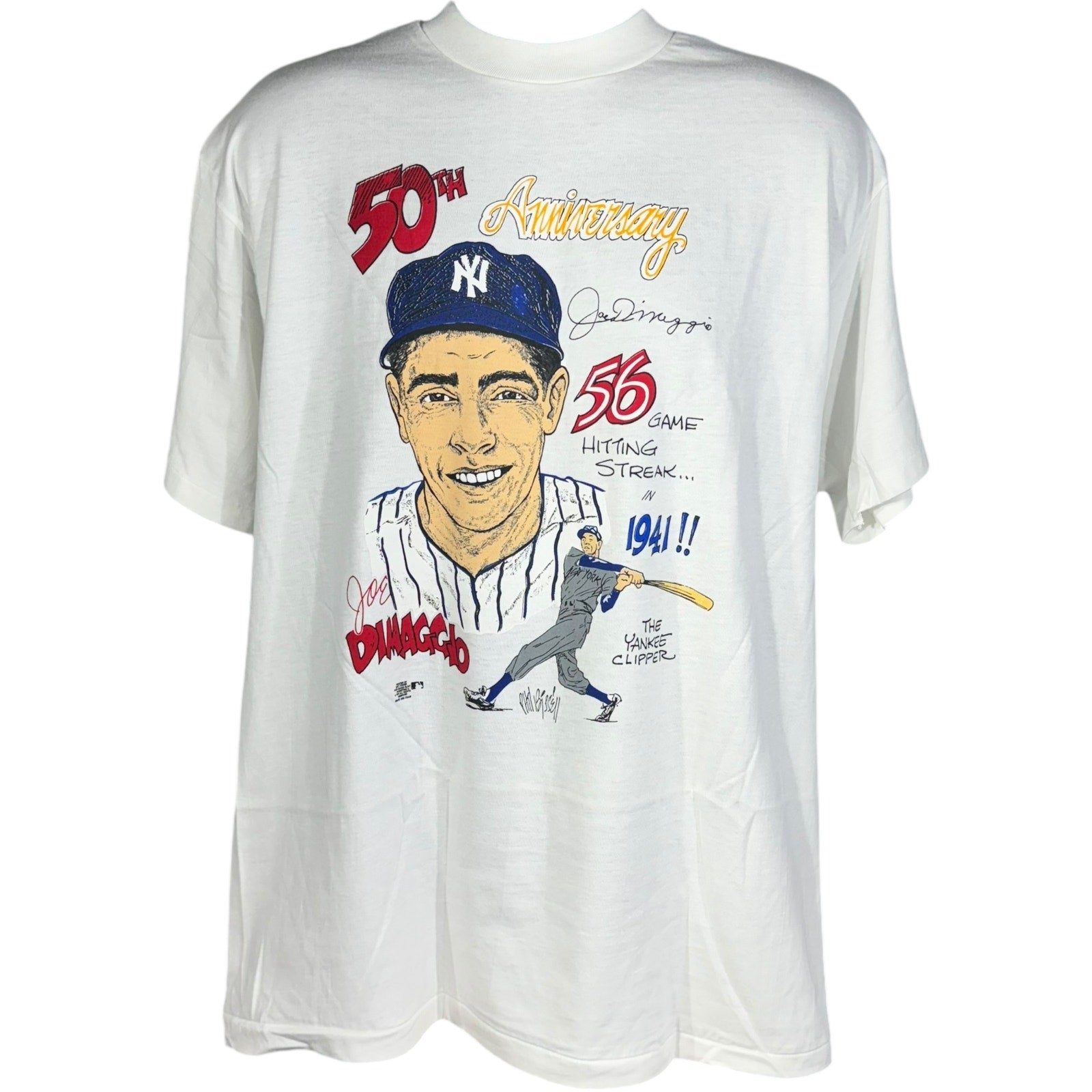 Vintage Joe Dimaggio New York Yankees Caricature Tee 1991