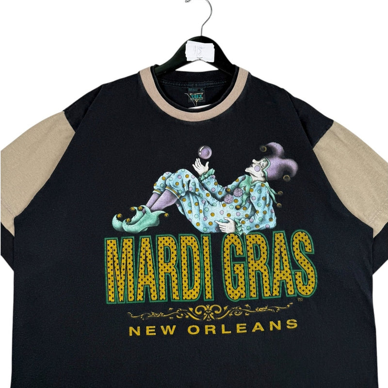 Vintage Mardi Gras Two-Tone Jester Graphic T-Shirt