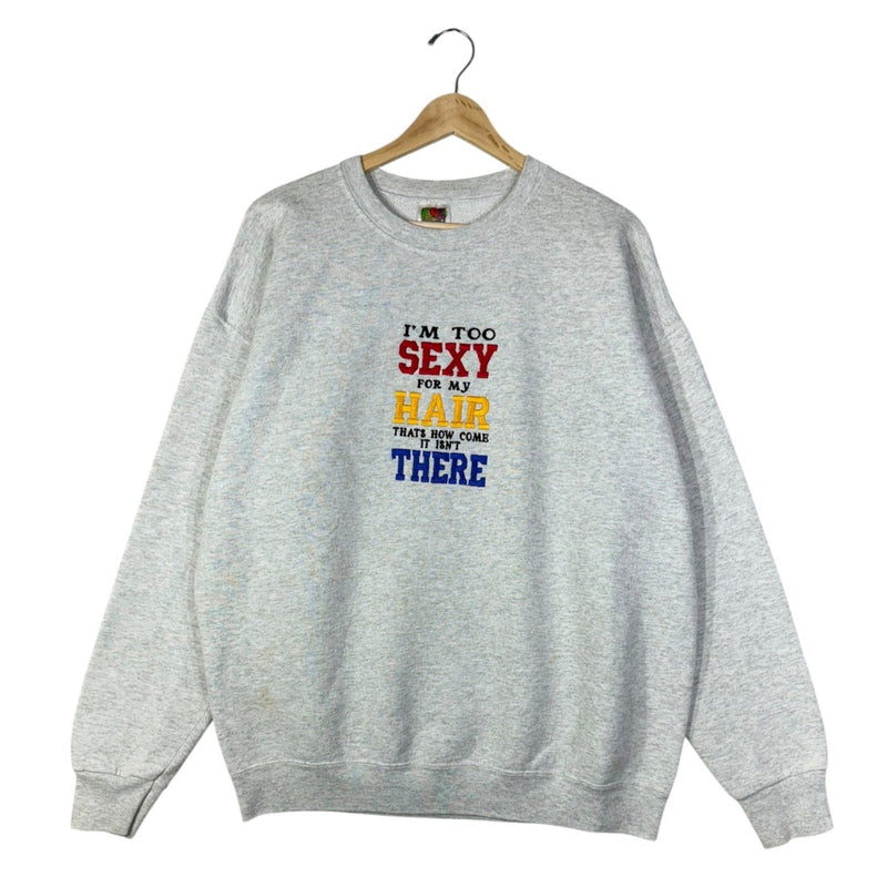 Vintage Fruit Of The Loom Embroidered Quote Crewneck