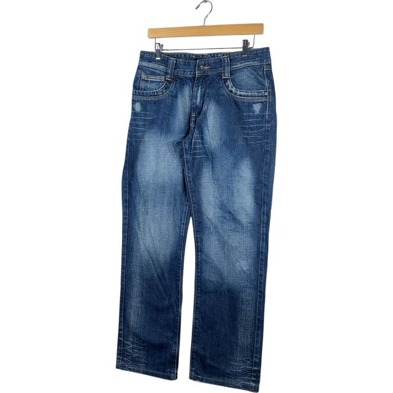 Vintage Straight Leg Zipper Pockets Fashion Denim Jeans 32 x 34