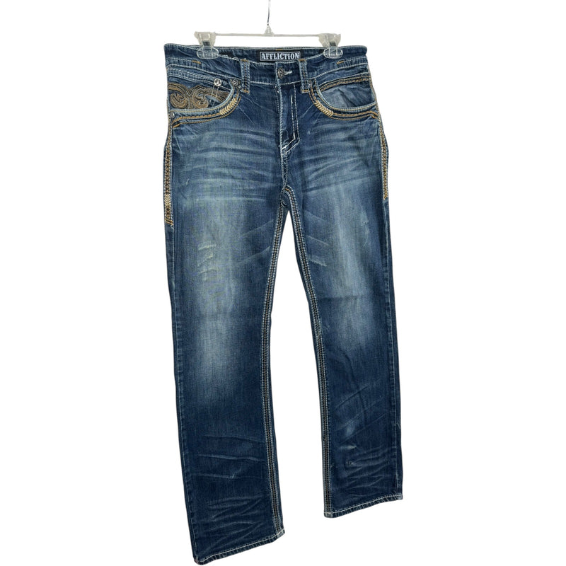 Vintage Affliction Embroidered Pockets Denim 34