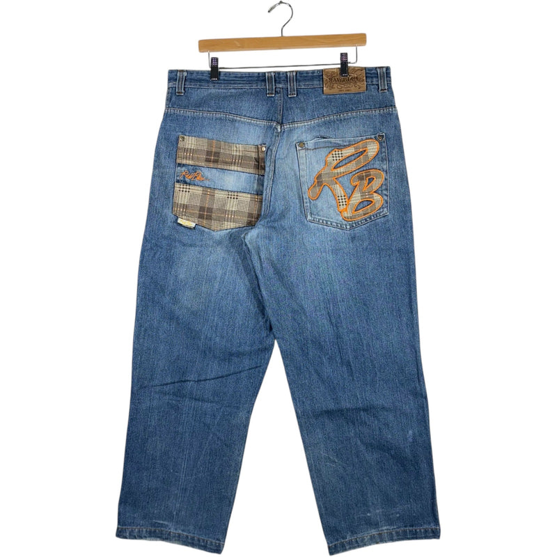 Vintage Y2K Wide RawBlue Leg Denim Jeans 36x32
