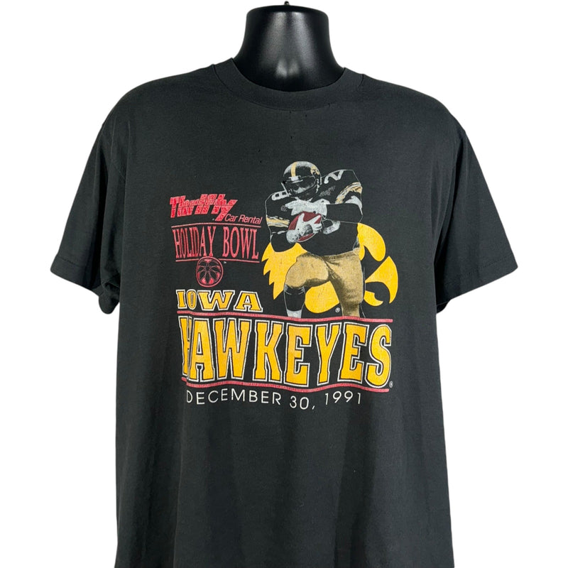 Vintage Iowa Hawkeyes Football Holiday Bowl Tee 1991