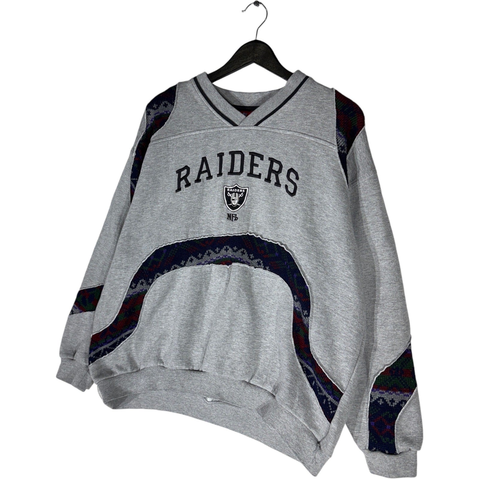 Vintage NFL Oakland Raiders Cut & Sew Spellout Crewneck