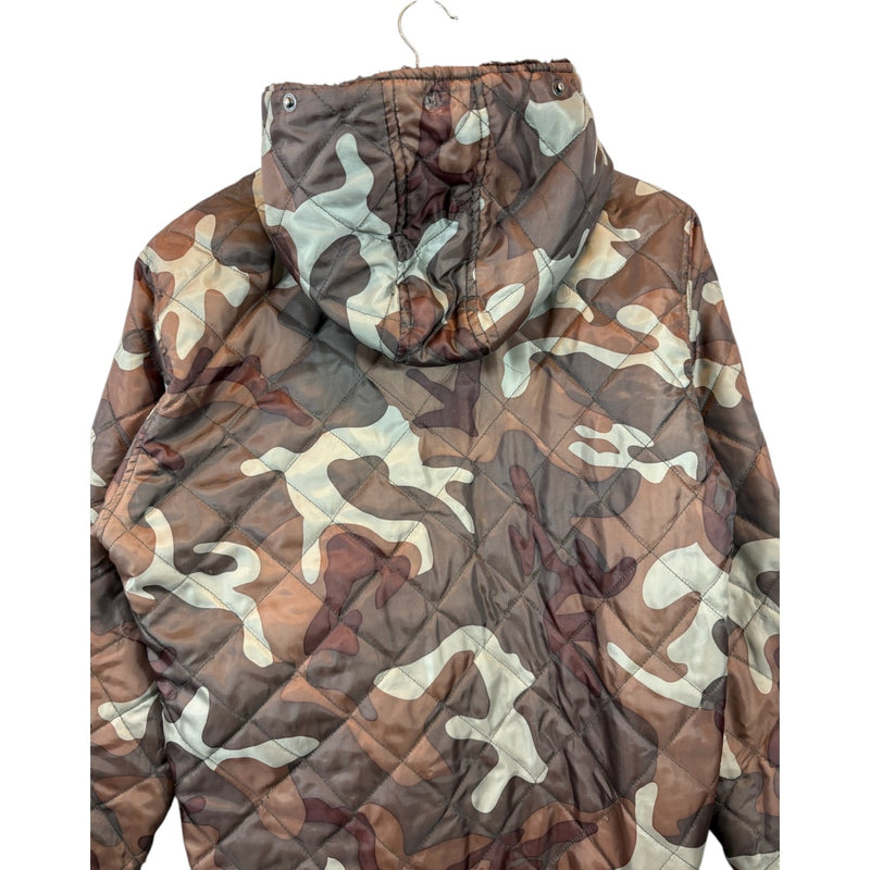 Vintage Camouflage Quilted Full Zip Jacket Hoodie