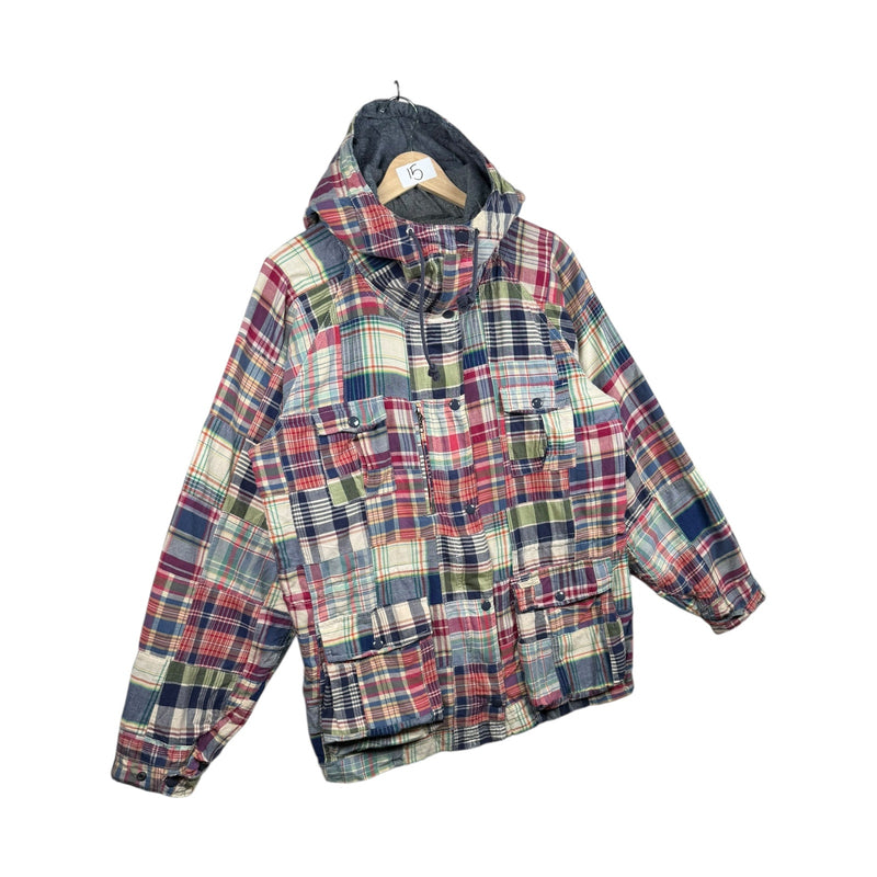 Vintage Ralph Lauren Plaid Patchwork High Neck Hoodie