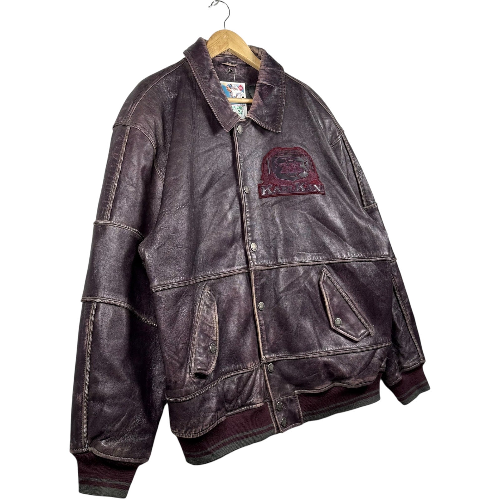 Vintage Karl Kani Embroidered Leather Bomber Jacket