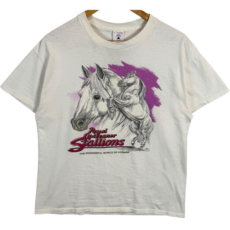 Vintage Royal Lipizzaner Stallions Horse Art Tee 90s