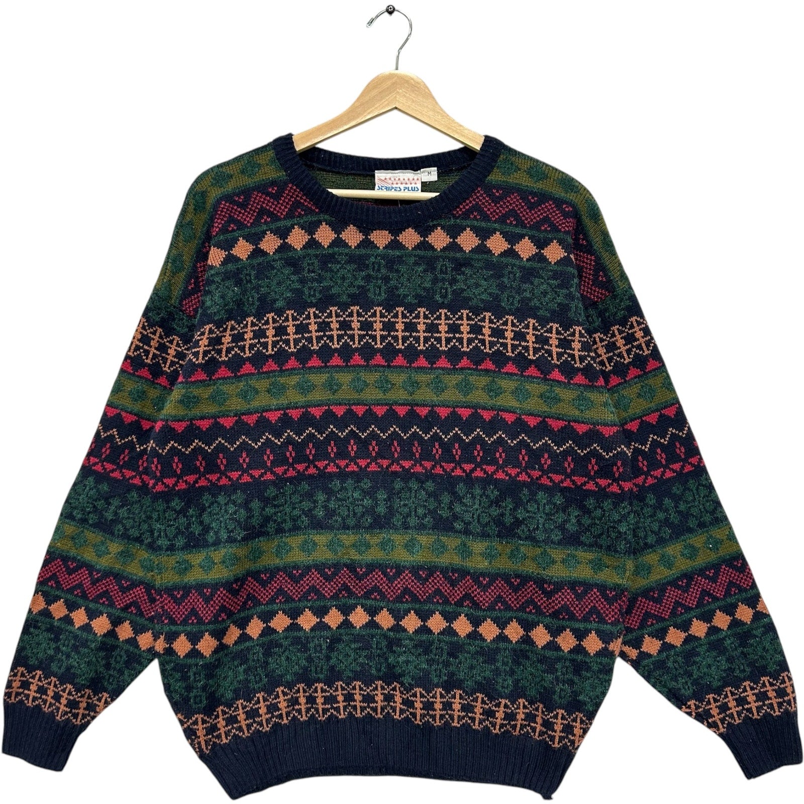 Vintage Knit Patterned Pullover Sweater