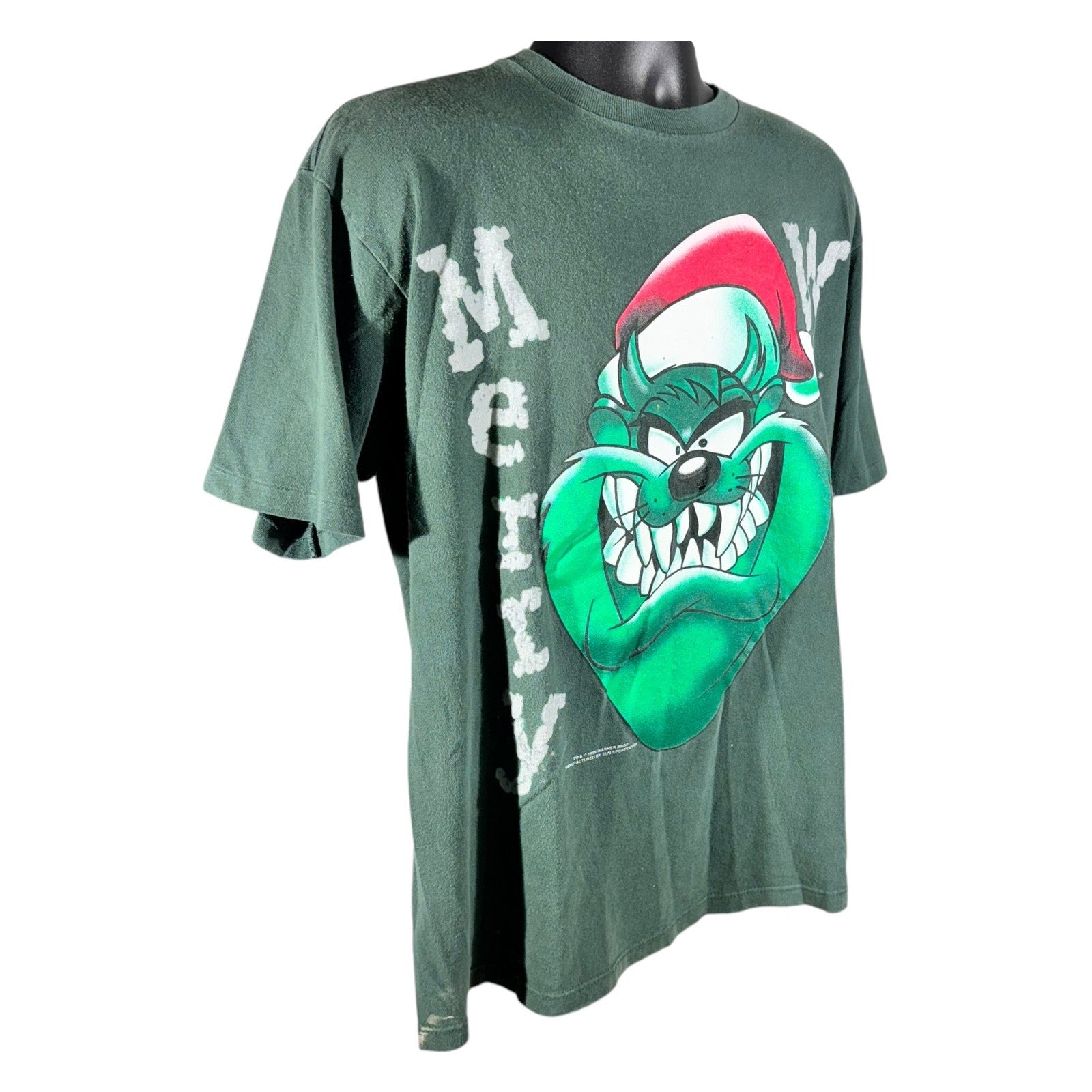 Vintage Looney Tunes Taz "Merry What?" Christmas Tee 90s