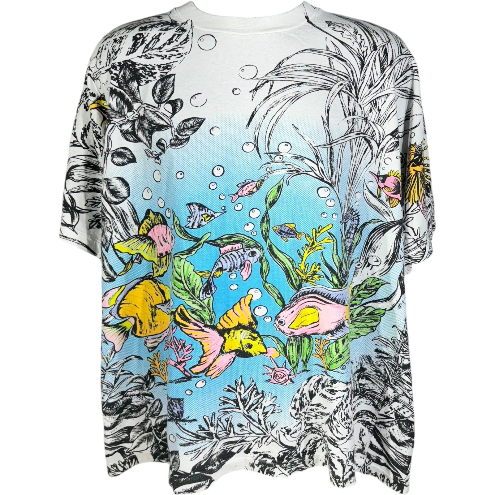 Vintage Underwater Ocean Life AOP Nature Tee